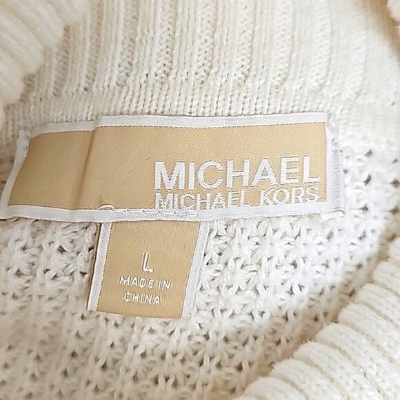 Michael Michael Kors Women White Drop Shoulder Long Sleeve Turtleneck Sweater LG - Picture 7 of 9